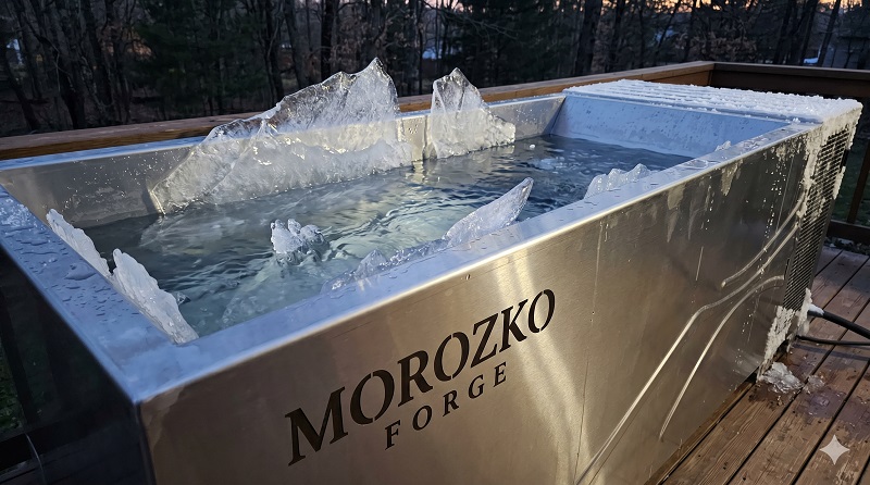 Morozko Forge stainless steel ice bath forming ice