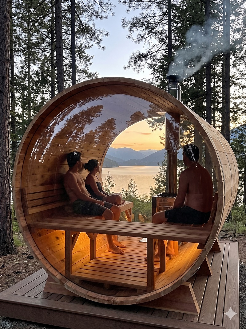 Dundalk LeisureCraft Clear panoramic barrel sauna