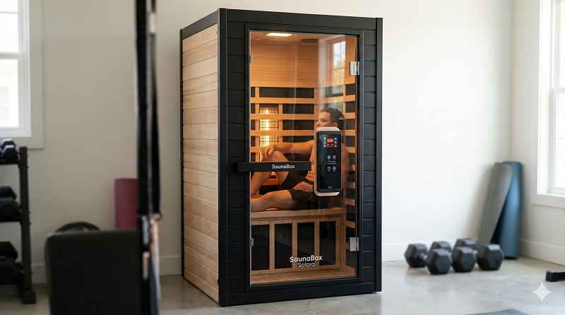 SaunaBox Solara compact full-spectrum sauna