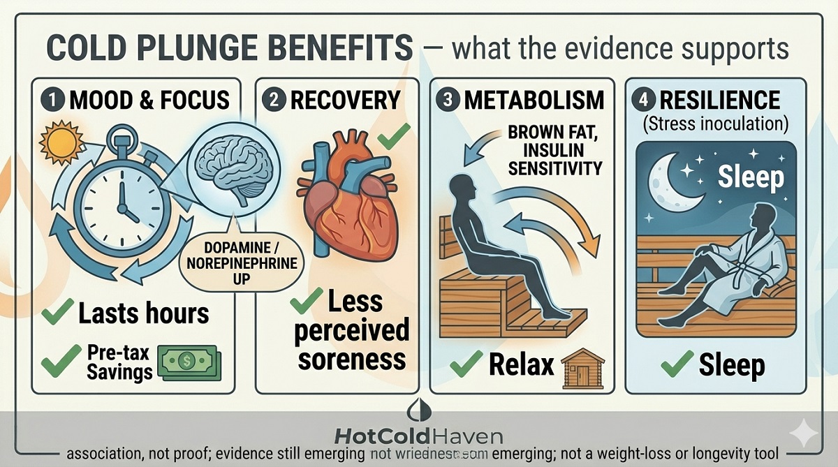 Infographic: cold plunge benefits the evidence supports