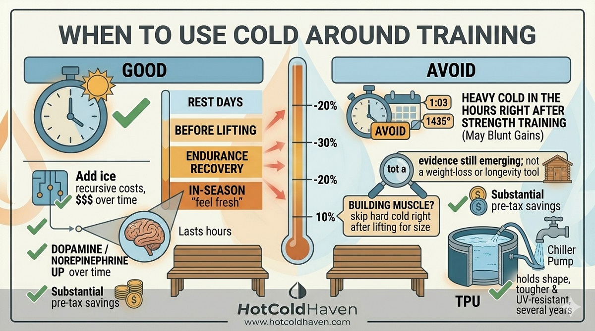 When to use cold therapy around training infographic