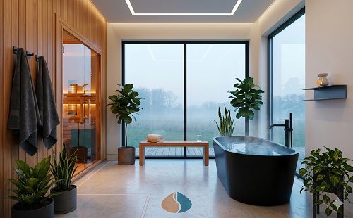 Home recovery room with a sauna and cold plunge