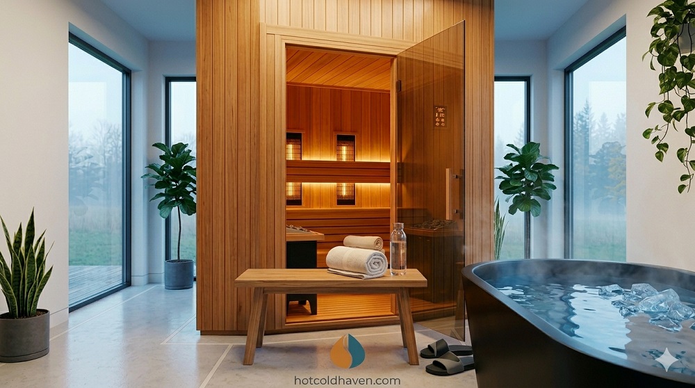 Finishing details of a home recovery room with towel, plants and ambient lighting