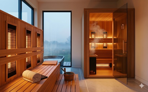 Warm cedar infrared home sauna interior