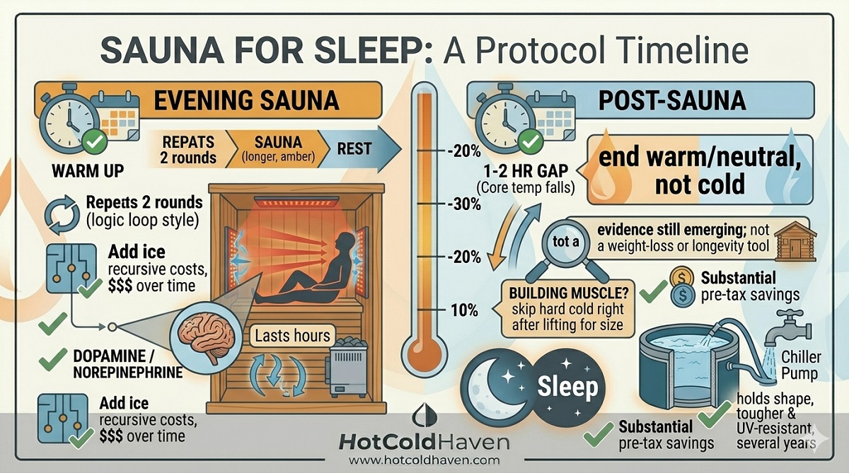 Sauna for sleep timing infographic