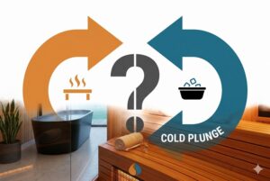 Graphic asking whether to sauna or cold plunge first